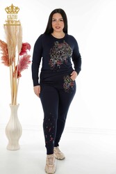 Scuba ve İki İplikten Üretilen Eşofman Takım Taş İşlemeli Kadın Giyim Üreticisi - 16273 | Reel Tekstil - Thumbnail