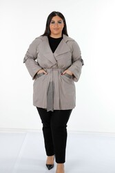 Su Geçirmez Paraşüt Kumaş İle Üretilen Yağmurluk Taş İşlemeli Cepli Kadın Giyim Üreticisi - 7575 | Reel Tekstil - Thumbnail