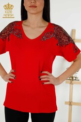 Blusa Producida en Tela Viscosa Con Cuello en V Fabricante de Ropa de Mujer - 79054 | Textiles reales - Thumbnail