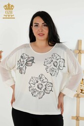 Blusa Producida con Tela Viscosa Tul Detallado Fabricante de Ropa de Mujer - 79084 | Textiles reales - Thumbnail