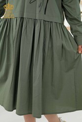 Abito in tessuto Lycra di cotone Bottone Dettagliato Abbigliamento Donna - 20324 | Tessuto reale - Thumbnail
