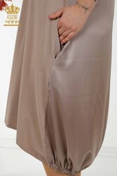 Abito Prodotto con Tessuto Cotone Lycra Testo Dettagliato Abbigliamento Donna - 20331 | Tessuto reale - Thumbnail
