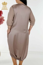 Abito Prodotto con Tessuto Cotone Lycra Testo Dettagliato Abbigliamento Donna - 20331 | Tessuto reale - Thumbnail