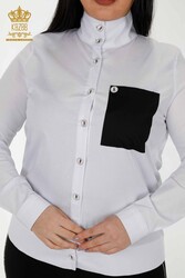 Tasca Camicia Abbigliamento Donna Dettagliato Prodotto con Tessuto Cotone Lycra - 20309 | Tessuto reale - Thumbnail