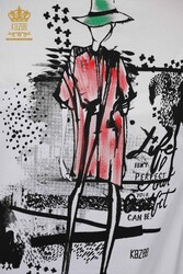 Tasca Camicia Abbigliamento Donna Dettagliato Prodotto con Tessuto Cotone Lycra - 20309 | Tessuto reale - Thumbnail