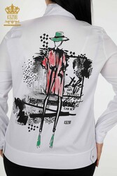 Tasca Camicia Abbigliamento Donna Dettagliato Prodotto con Tessuto Cotone Lycra - 20309 | Tessuto reale - Thumbnail