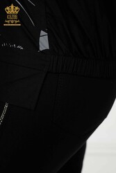 Prodotto con Tessuto Cotone Lycra - Camicia - Gatti Modellato - Ricami Pietra - Abbigliamento Donna - 20318 | Tessuto reale - Thumbnail