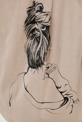 Realizzato con tessuto di cotone Lycra - Set camicia e pantaloni - Modellato - Produttore di abbigliamento da donna - 20332 | Vero tessuto - Thumbnail