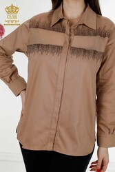 Prodotto con Tessuto Cotone Lycra Camicia - Dettagli Tulle - Produttore Abbigliamento Donna - 20250 | Tessuto reale - Thumbnail