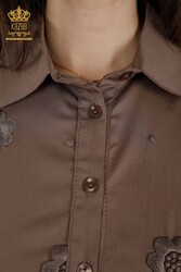 Prodotto con Tessuto Lycra Cotone Camicia - Motivo Floreale - Produttore Abbigliamento Donna - 20394 | Tessuto reale - Thumbnail