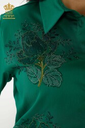 Camicia Prodotta Con Tessuto Lycra Di Cotone Fantasia Rosa Produttore Abbigliamento Donna - 20243 | Tessuto reale - Thumbnail