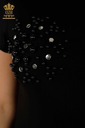 Camicetta Prodotta Con Tessuto In Viscosa Ricamato Perline Produttore Abbigliamento Donna - 79201 | Tessuto reale - Thumbnail