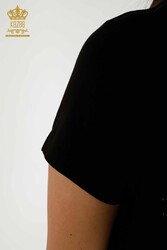 Camicetta Prodotta Con Tessuto In Viscosa Ricamato Perline Produttore Abbigliamento Donna - 79201 | Tessuto reale - Thumbnail