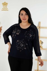 Blusa Prodotta Con Tessuto In Viscosa Tulle Dettagliata Produttore Abbigliamento Donna - 79084 | Tessuto reale - Thumbnail