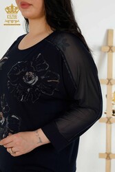 Blusa Prodotta Con Tessuto In Viscosa Tulle Dettagliata Produttore Abbigliamento Donna - 79084 | Tessuto reale - Thumbnail