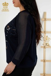 Blusa Prodotta Con Tessuto In Viscosa Tulle Dettagliata Produttore Abbigliamento Donna - 79084 | Tessuto reale - Thumbnail
