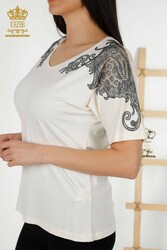 Camicetta Prodotta Con Tessuto In Viscosa Scollo A V Produttore Abbigliamento Donna - 79054 | Tessuto reale - Thumbnail