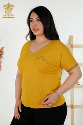 Camicetta con scollo a V Produttore di abbigliamento femminile con tessuto in viscosa - 79297 | Tessuto reale - Thumbnail