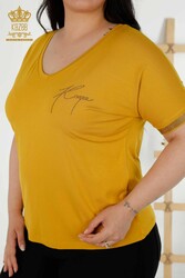 Camicetta con scollo a V Produttore di abbigliamento femminile con tessuto in viscosa - 79297 | Tessuto reale - Thumbnail