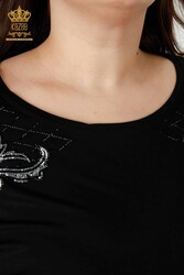 Camicetta Prodotta Con Tessuto In Viscosa Fabbricante Di Abbigliamento Donna Ricamato In Pietra - 79055 | Tessuto reale - Thumbnail