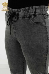 Produttore di abbigliamento da donna con pantaloni elastici in vita prodotti con tessuto a maglia in lycra - 3699 | Tessuto reale - Thumbnail