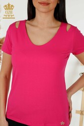 Blusa In Tessuto Viscosa Manica Corta Abbigliamento Donna - 79220 | Tessuto reale - Thumbnail