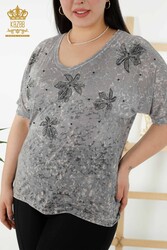 Blusa Prodotta con Tessuto Viscosa Scollo a V Abbigliamento Donna - 79126 | Tessuto reale - Thumbnail