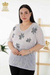 Blusa Prodotta con Tessuto Viscosa Scollo a V Abbigliamento Donna - 79126 | Tessuto reale - Thumbnail