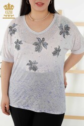 Blusa Prodotta con Tessuto Viscosa Scollo a V Abbigliamento Donna - 79126 | Tessuto reale - Thumbnail