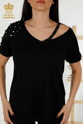 Blusa Prodotta con Tessuto in Viscosa Colletto Ciclismo Abbigliamento Donna - 79200 | Tessuto reale - Thumbnail