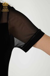 Blusa Prodotta con Tessuto in Viscosa Colletto Ciclismo Abbigliamento Donna - 79133 | Tessuto reale - Thumbnail