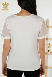 Blusa Prodotta con Tessuto in Viscosa Colletto Ciclismo Abbigliamento Donna - 79133 | Tessuto reale - Thumbnail