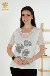 Blusa Prodotta con Tessuto in Viscosa Colletto Ciclismo Abbigliamento Donna - 79290 | Tessuto reale - Thumbnail