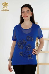 Blusa Prodotta con Tessuto in Viscosa Colletto Ciclismo Abbigliamento Donna - 79290 | Tessuto reale - Thumbnail