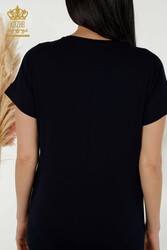 Blusa Prodotta con Tessuto in Viscosa Colletto Ciclismo Abbigliamento Donna - 79053 | Tessuto reale - Thumbnail