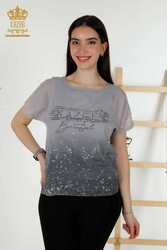 Blusa Prodotta con Tessuto in Viscosa Colletto Ciclismo Abbigliamento Donna - 79173 | Tessuto reale - Thumbnail