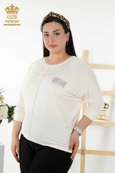 Blusa Prodotta con Tessuto in Viscosa Colletto Ciclismo Abbigliamento Donna - 79222 | Tessuto reale - Thumbnail