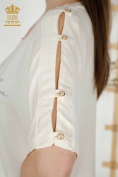 Blusa Prodotta con Tessuto in Viscosa Colletto Ciclismo Abbigliamento Donna - 79221 | Tessuto reale - Thumbnail