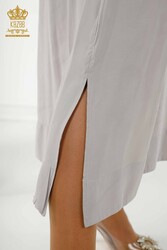 Robe réalisée avec des vêtements pour femmes en tissu coton lycra à manches ballon - 20329 | Vrai textile - Thumbnail