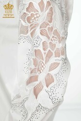 Chemises en tissu de coton lycra avec broderie de fleurs Fabricant de vêtements pour femmes - 20253 | Vrai textile - Thumbnail