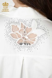 Chemises en tissu de coton lycra avec broderie de fleurs Fabricant de vêtements pour femmes - 20253 | Vrai textile - Thumbnail