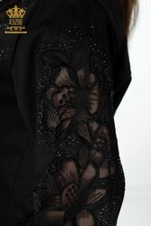 Chemises en tissu de coton lycra avec broderie de fleurs Fabricant de vêtements pour femmes - 20253 | Vrai textile - Thumbnail
