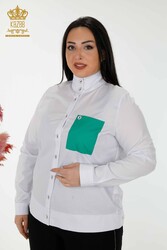 Vêtements pour femmes détaillés avec poche de chemise fabriqués avec du tissu en coton lycra - 20309 | Vrai textile - Thumbnail
