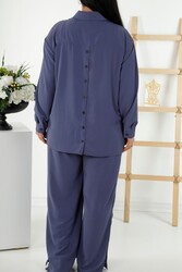 Tailleur pantalon chemise avec poches en tissu coton lycra Fabricant de vêtements pour femmes - 20320 | Vrai textile - Thumbnail