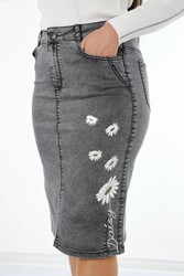 Jupe en tissu tricoté Lycra Brodé en pierre Fabricant de vêtements pour femmes - 4177 | Vrai textile - Thumbnail