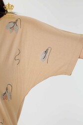 Fabriqué avec du tissu en viscose Chemisier - Col en V - Vêtements pour femmes - 78934 | Vrai textile - Thumbnail