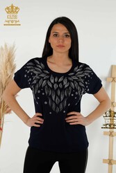 chemisier produit avec des vêtements pour femmes de collier de cyclisme de tissu de viscose - 79053 | Vrai textile - Thumbnail