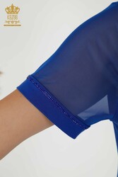 chemisier produit avec des vêtements pour femmes de col de cyclisme en tissu de viscose - 79133 | Vrai textile - Thumbnail