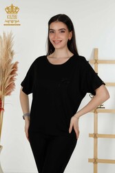 chemisier produit avec des vêtements pour femmes de collier de cyclisme de tissu de viscose - 79221 | Vrai textile - Thumbnail