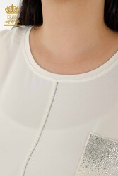 chemisier produit avec des vêtements pour femmes de collier de cyclisme de tissu de viscose - 79222 | Vrai textile - Thumbnail